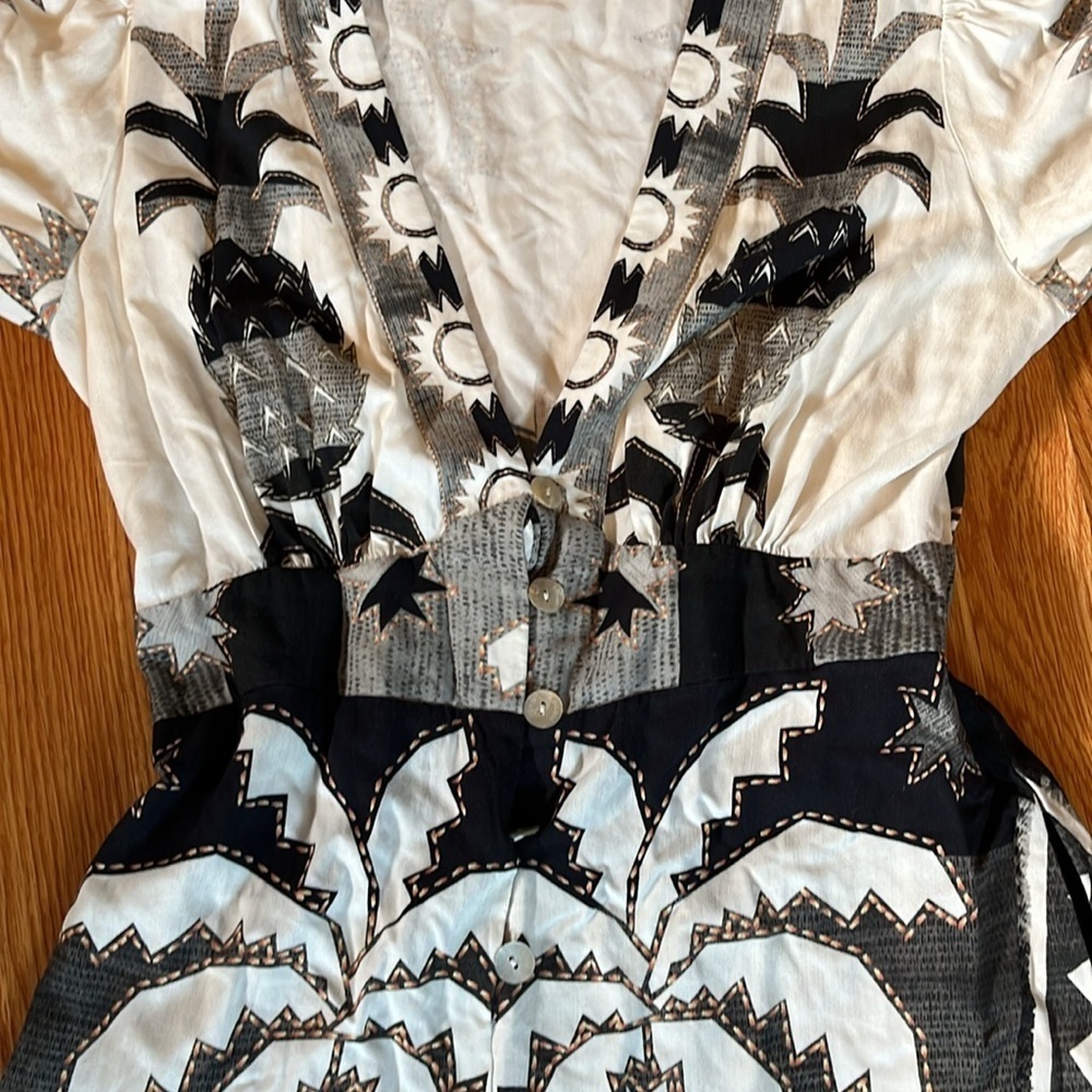 Anthropologie Farm Rio Puff Sleeve Jumpsuit Size Medium NWT - Picture 8 of 15